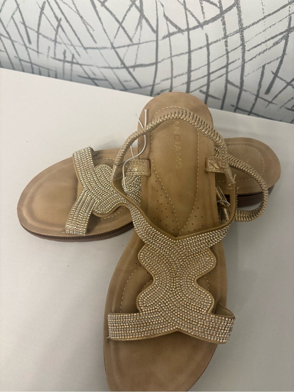 Beige/Gold Jeweled Women’s Sandals by ANDIAMO
